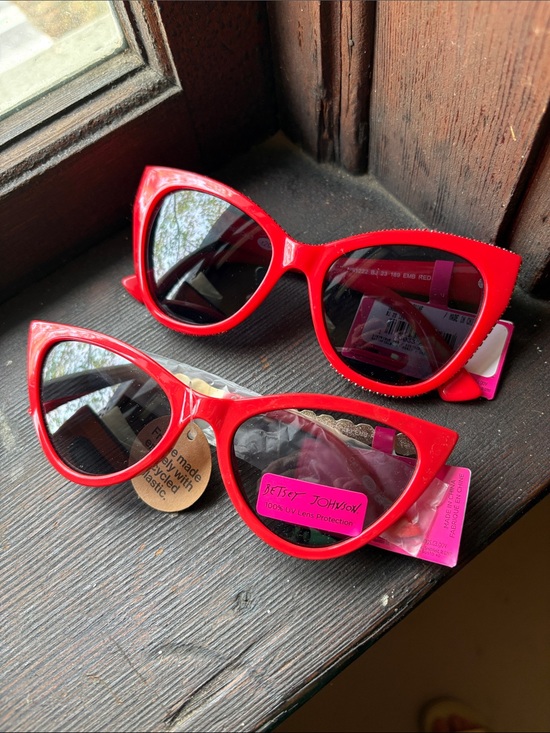 Betsey Johnson Accessories - Betsey Johnson Red Cat Eye with Pearl and Red Rhinestone Sunglasses 2 Pair